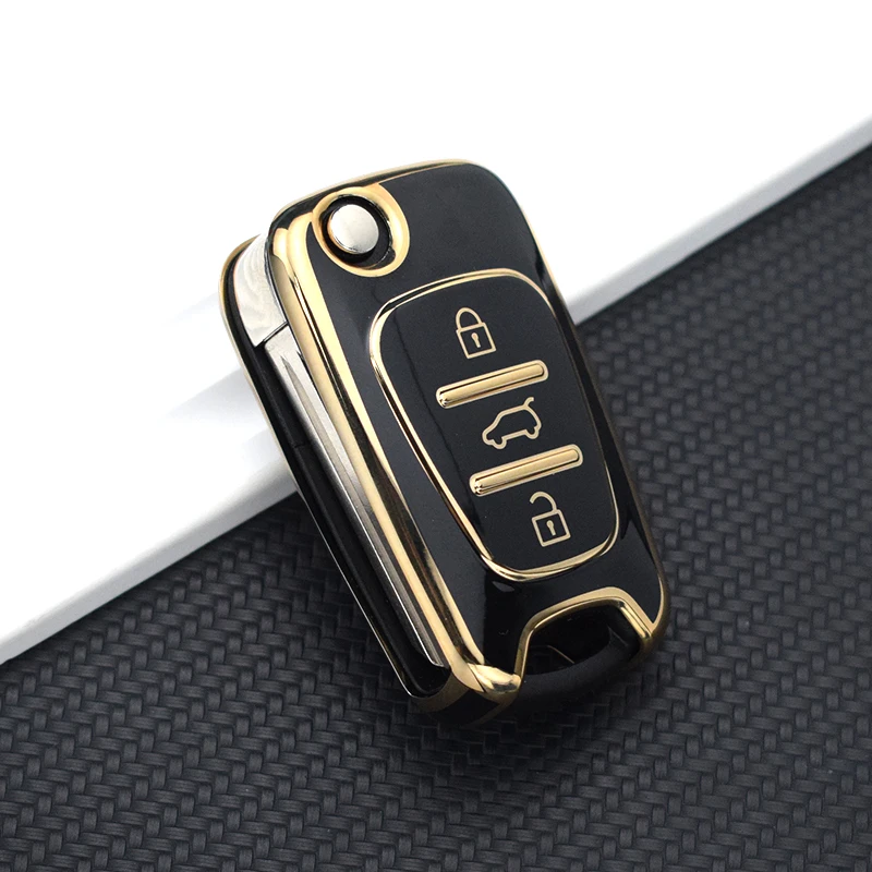 TPU Shell Fob For Kia Rio K7 K5 Sportage Sorento For Hyundai I20 I30 Elantra Azera Veracruz Veloster Car Folding Key Case Cover