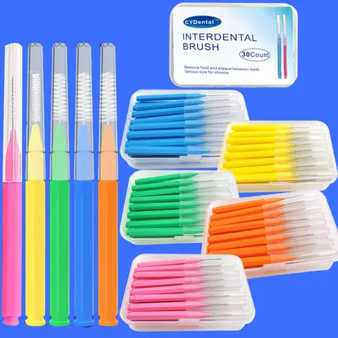 30Pcs 치간 브러쉬 건강 관리 치아 미백 치간 클리너 치열 교정 치과 칫솔 구강 위생 도구