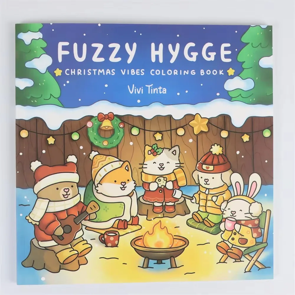 Fuzzy Hygge Christmas Coloring Book for Adults & Teens  Festive Winter Scenes with Cute Furry Animals Perfect Gift