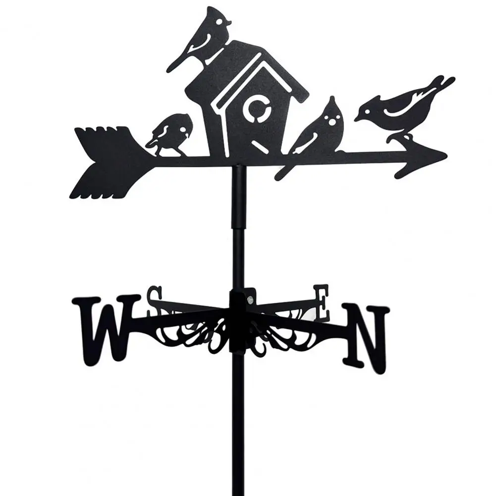Courtyard Wind Vane Rustic Iron Birdhouse Wind Vane with Ground Stake Outdoor Garden Weather Vane for Lawn Courtyard Decoration