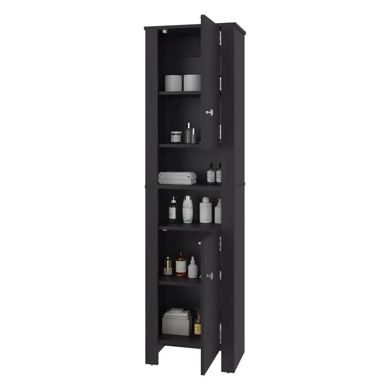 خزانة كاتالينا الأنيقة الطويلة - منظم الحمام مع مقصورات مغلقة ومناطق الاستخدام اليومي - لمسة نهائية ينجي #3