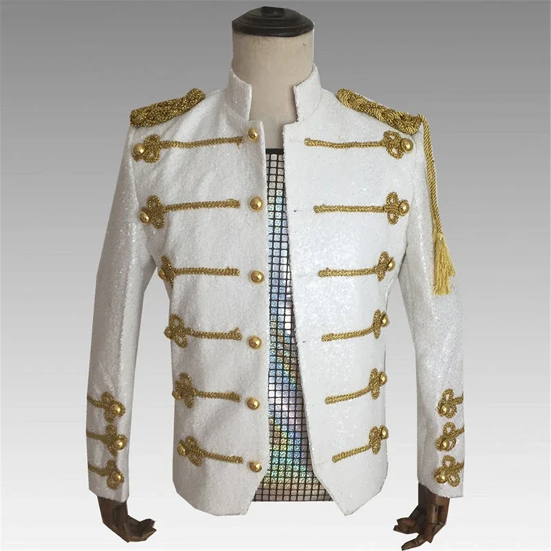 

Nightclub bar male band rock singer Cosplay costume Michael Jackson coat dance Sequins suit jacket stage singer Cosplay costumes