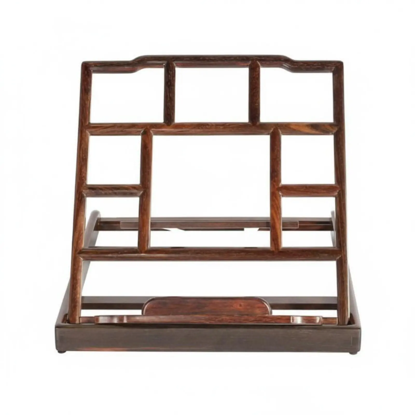Foldable Wooden Bookrest Stable Support Adjustable Book Easel Multipurpose Hollow-Carved Design for Desktop, Study Room, Library