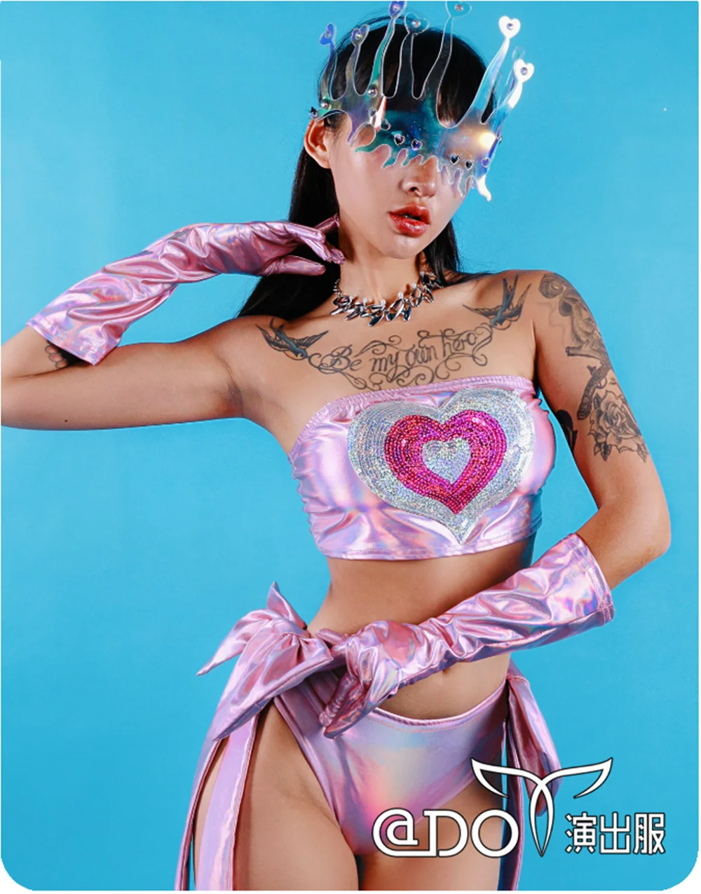 레이저 폴댄스 의상 여성 고고댄서 무대 의상 파티 레이브 의상 스팽글 탑 레그 커버 드랙퀸 의상 yj045