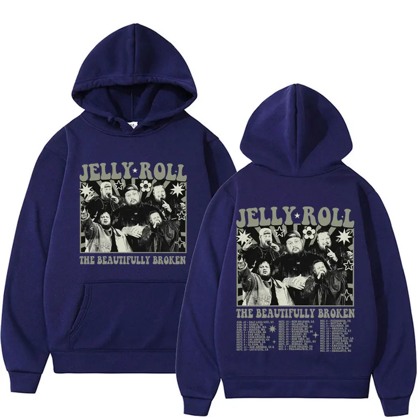 Jelly Roll The Beautifully Broken Tour 2024 Hoodies Men Women Fashion Casual Fleece Sweatshirt Man Hip Hop Punk Oversized Hoodie