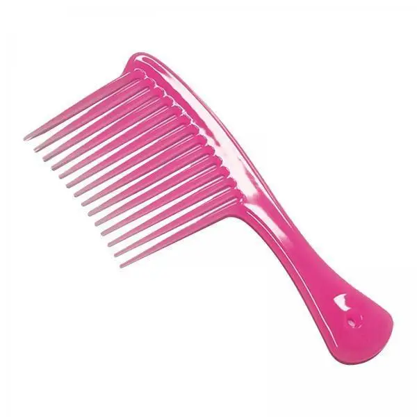 Wide Tooth Comb Portable Pink Hair Comb with Handle for Wavy Hair Styling Brush for Women Travel Salon Use