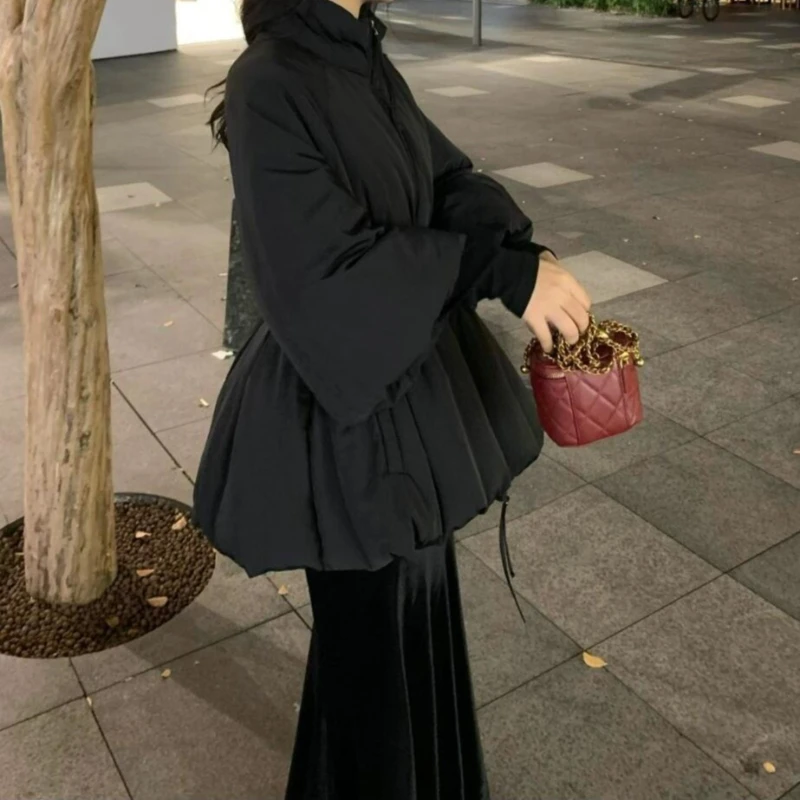 

Зимняя темпераментная куртка на хлопковой подкладке, модная однотонная женская куртка на талии с хлопковой подкладкой