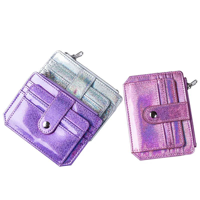 Glitter Transparent Purse Fashion ID Card Holder Wallets Photo Folder Mini Laser Purse Women Clutch Wallet Slim Fashion