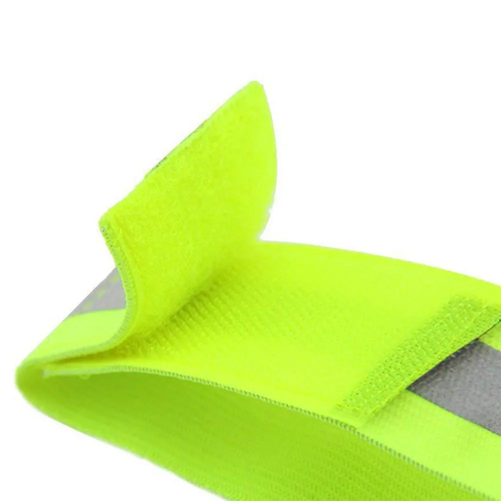 2Pcs Reflective Safety Band Fluorescent Green High Visibility Wristband Running Hiking Foot Wrap Arm Band Outdoor Security