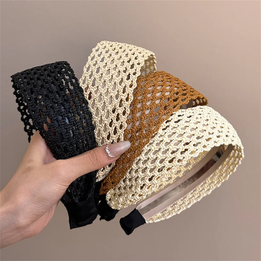 

Net celebrity's same solid color wide-brimmed braided hairband, bohemian headband, French gentle atmosphere hair accessory