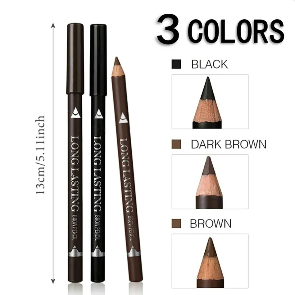 6/12Pcs Augenbraue Bleistift Wasserdicht Professionelle Frauen Augen Make-Up Stift Einfache Farbe Natürliche Schwarz Braun Kosmetische Schönheit augenbraue Werkzeug – Detail 2
