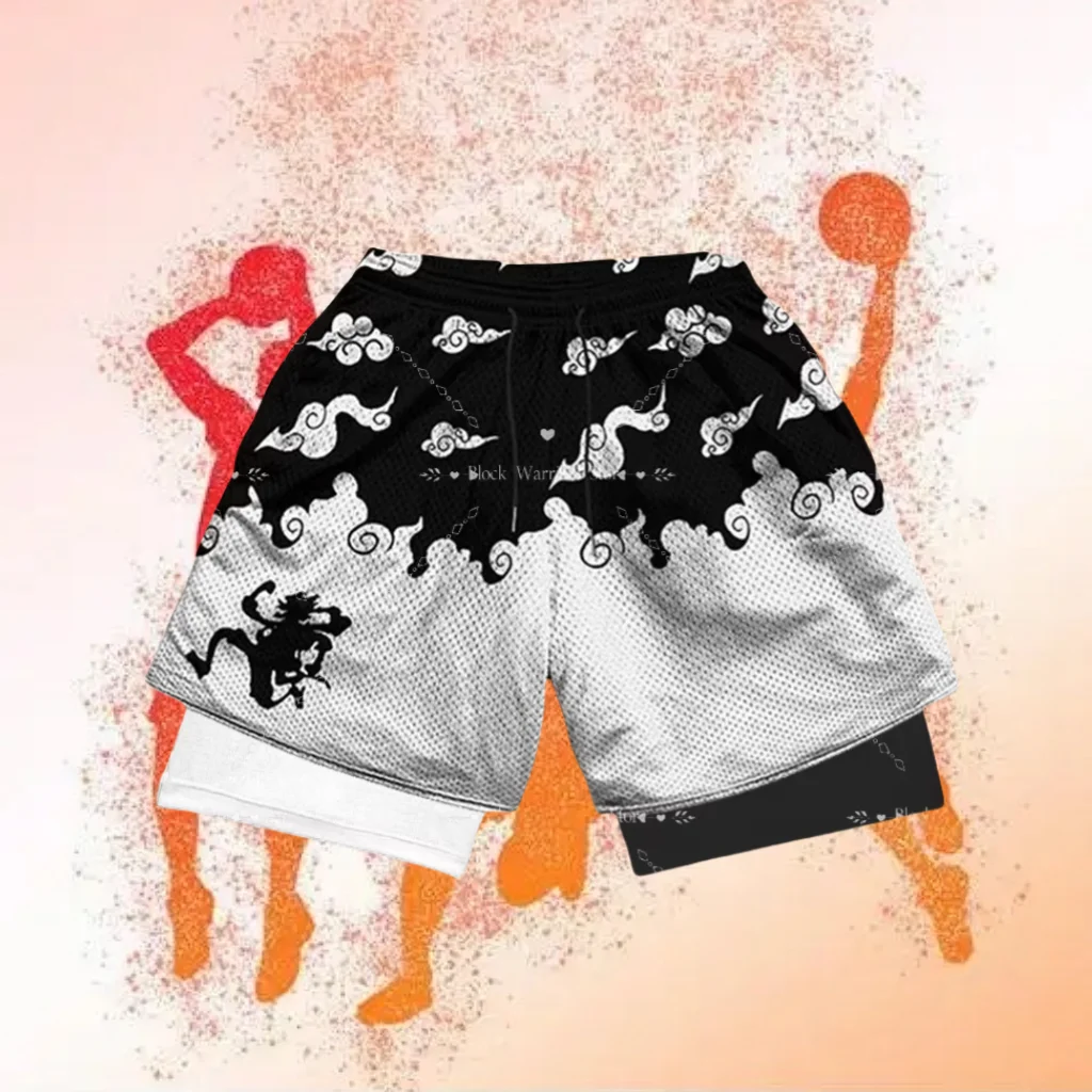 

Anime Short Gym Double-layer Two-in-one Men's Sports Shorts Motorcycle Quick-drying Breathable Outdoor Sports Jogging Pants