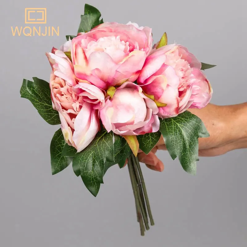 6pcs/lot Disznóserte Erőltetett Bazsarózsa Bokréta virágok decoratie Pink Bronzszínű Fehér Erőltetett Bűvészkellék Pünkösdirózsa virágok haza decoratie