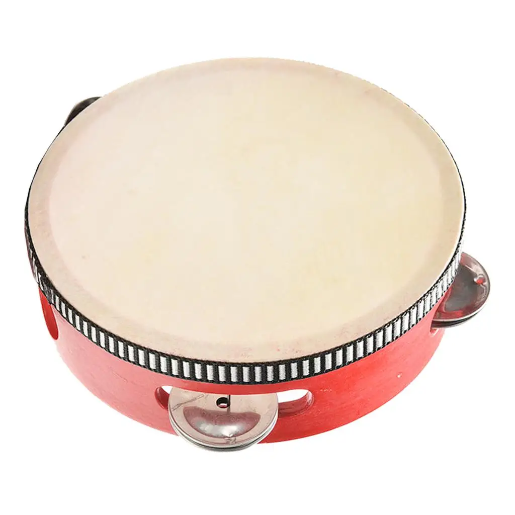 Wooden Tambourine Wave Bead Hand Drum Bell Metal Jingles Musical Toy Percussion for Children Game Toys Adults