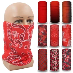 Red Bandana Face Mask Cycing Hiking Running Yoga Hair Bandannas Headband for Women Men Cooling Neck Gaiter Covering Balaclava