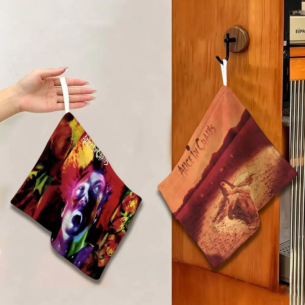 A-Alice I-In C-Chains Polyester Cotton Hanging Kitchen Towel, Soft Hand Wiping Towel, Reusable for Kitchen Bathroom Home
