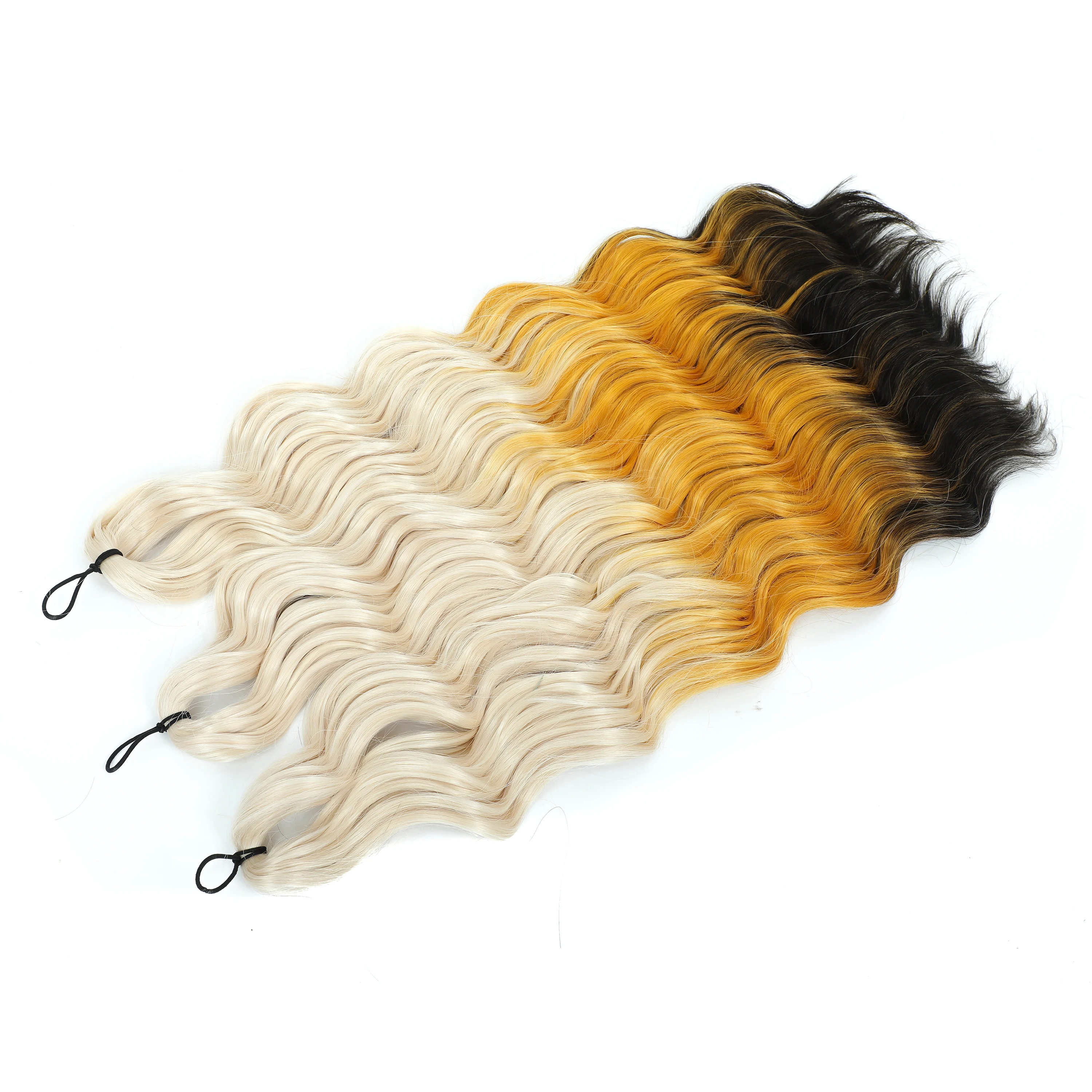 24 pulgadas 300g ANNA pelo de ganchillo sintético onda de agua extensiones de cabello trenzado Ombre color arcoíris pelo falso suelto pelo rizado profundo