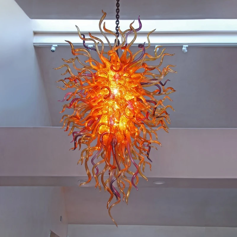 

Chihuly Art Crafts Home Decoration Chandeliers Gold Purple Color Hand Blown Glass LED Pendant Lamps