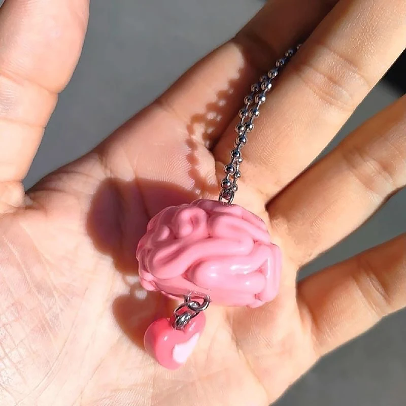 Cool Funny Phone Strap Lanyard Kawaii 3D Simulation Brain Cellphone Pendant Charms Punk Halloween Keychain For Women Men Keyring image 4