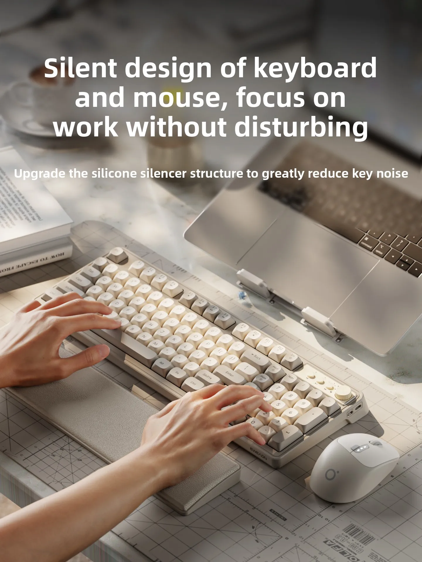 EWEADN  V1pro Wireless Bluetooth Keyboard Mouse Set Silent Mechanical Feel Girls Computer Office Keyboard and Mouse