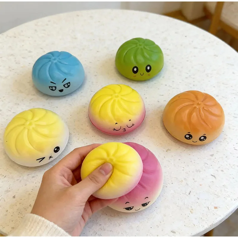 Colorful Random Steamer Steamed Bun Blind Box Soft Rubber Decompression Funny Expression Pressure Ball Interior Decoration Gift