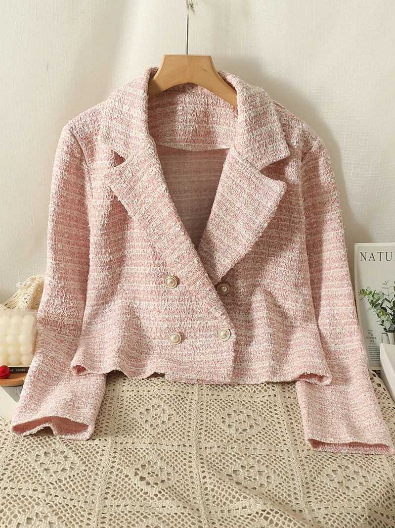 

Blazer Mujer Women'S Coat Colorblock Hatless Edge Splice Thick Long-Sleeve Medium-Length Waist-Fitted Scarf Block Types Y2K