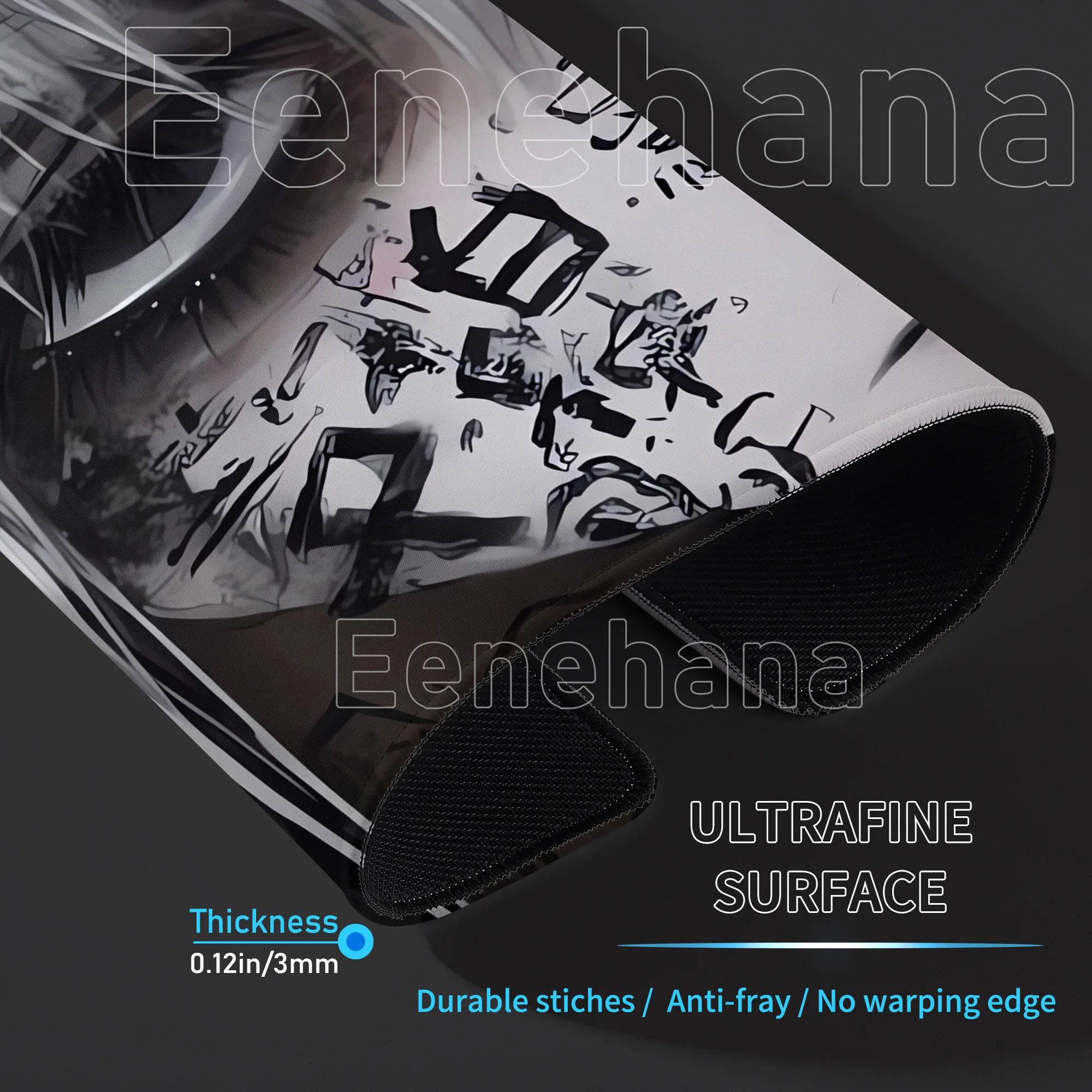 Bizarre Ästhetik Anime Mädchen PC Gaming Büro Dunkles Zubehör Kalligraphie Mauspad 45x40cm Geschwindigkeit E-Sport Wasserdichte Schreibtischmatten