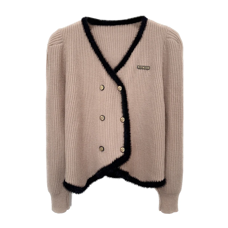 Elegant Stylish Sweater Women Cardigan Tops Double-breasted Long Sleeve Knitwear Fashion Chic Ladies Jumpers Femme 2024