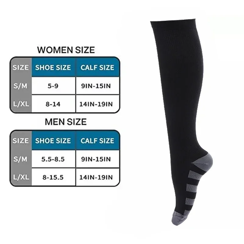 Men Unisex Compression Socks 20-30 Mmhg Medical Varicose Veins Pregnancy Nursing Athletic Football Soccer Stockings Sport Socks