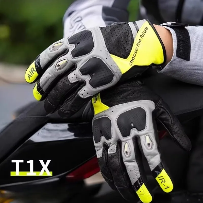 ALIEN SNAIL Motorcycle Glove Summer Breathable Bicycle Full Finger Gloves Retro Motorcycle Touch Screen Cycling Gloves 장갑