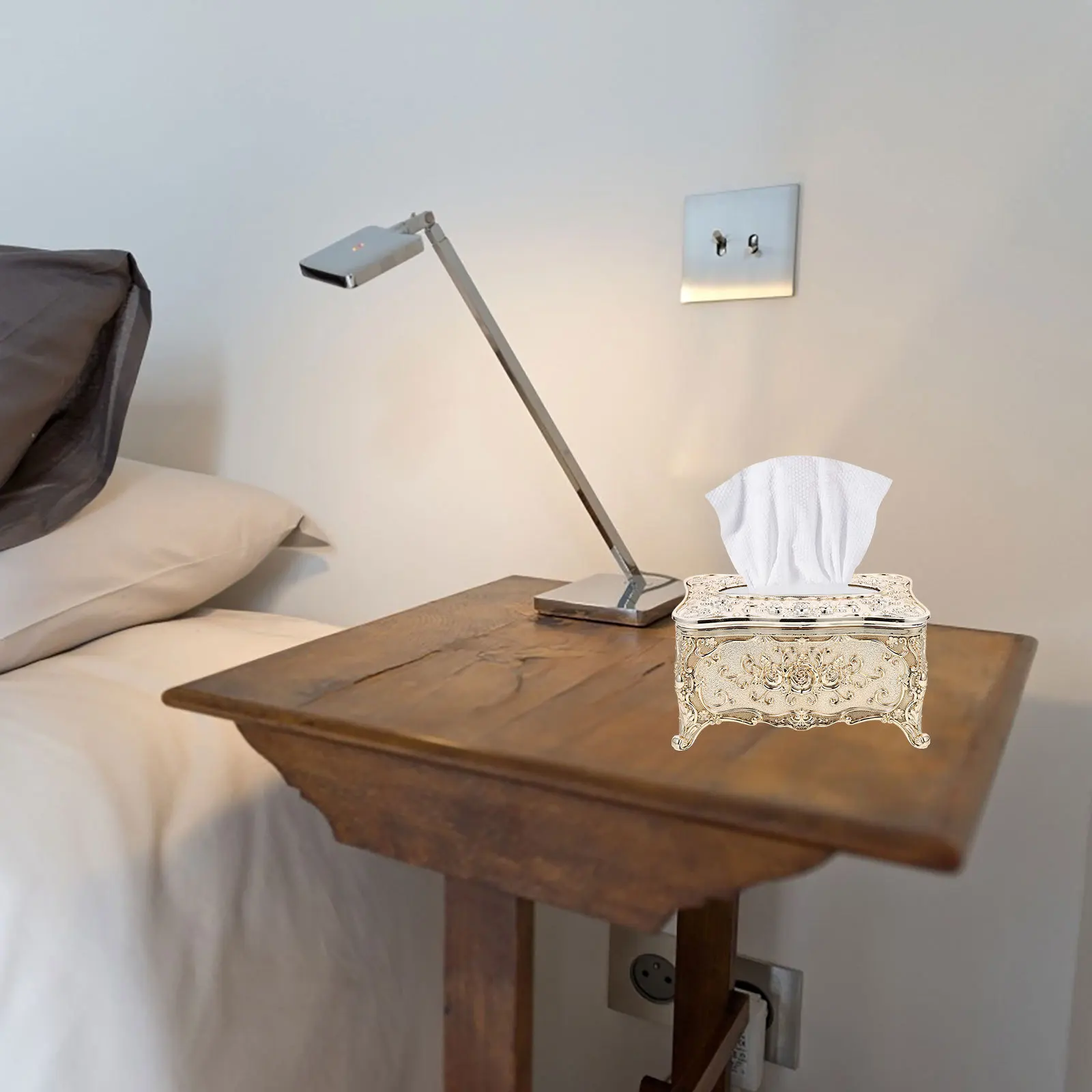 

Gold Plated Tissue Box Retro Colored Acrylic Napkin Holder Tissue Container Home Bedroom Office Decoration