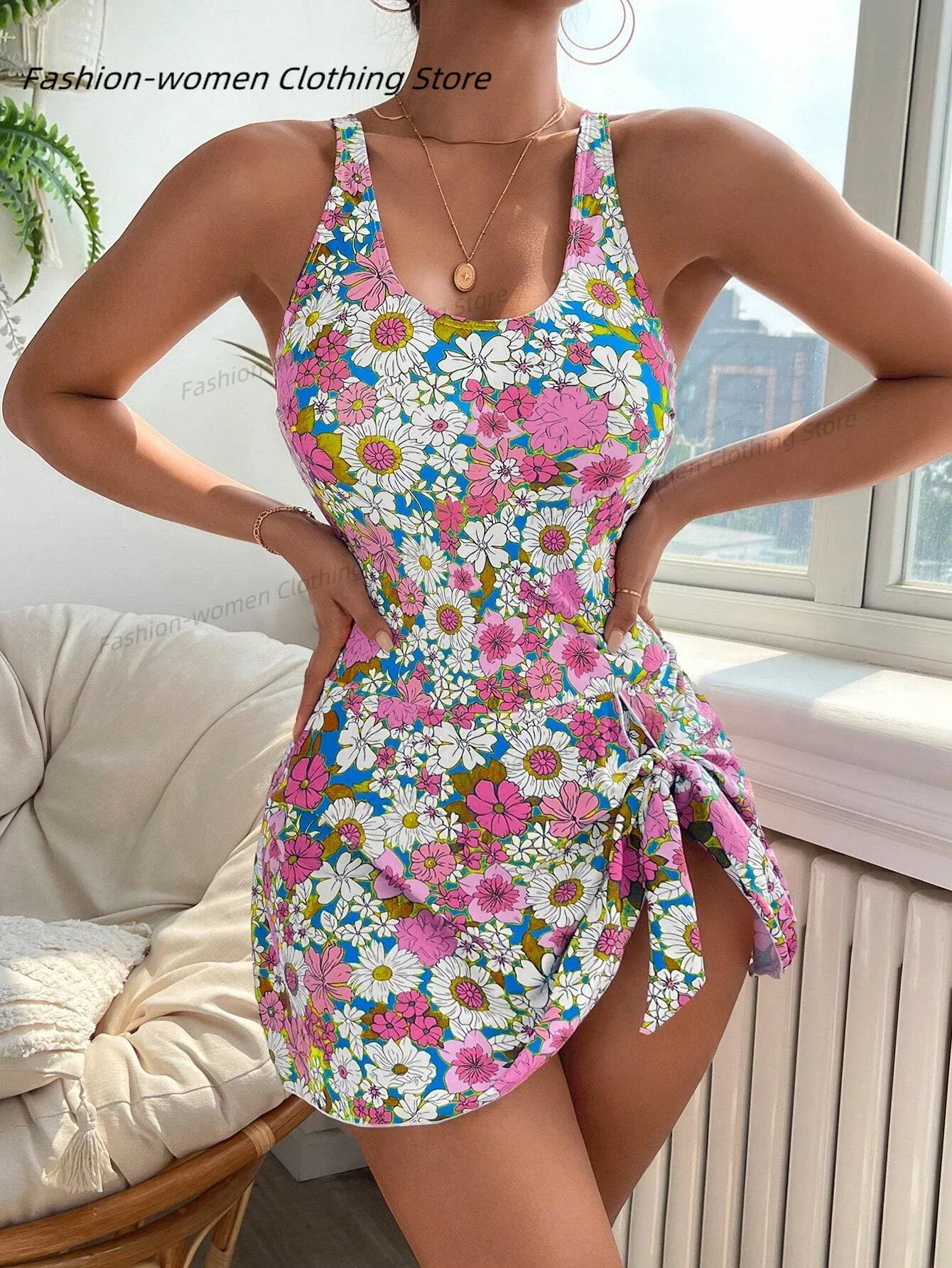 

2025 Printed Swimsuit Women One Piece Floral Swimwear Female Beach Dress Bathers Bathing Swimming Swim Suit Beachwear