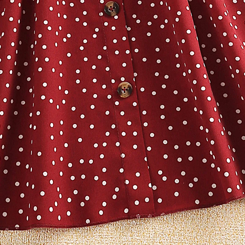 Kids Dress For Girls 4-7Years Red Polka Dot Strap Dress Comfortable And Cool