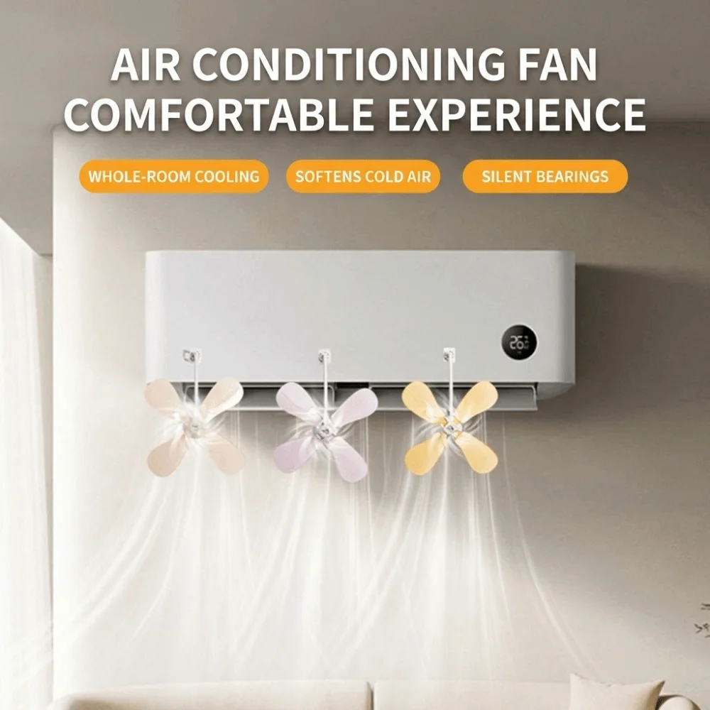 3Pcs Wall Mounted Air Conditioning Ventilator Anti Direct Blowing Energy Saving Air Conditioner Vent Fan Adjustable Windproof