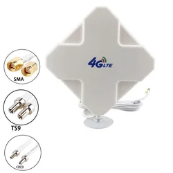 4G LTE Antenna SMA TS9 CRC9 Connection High Gain 35dBi Dual Head Signal Amplifier Extender with Suction Cup Booster