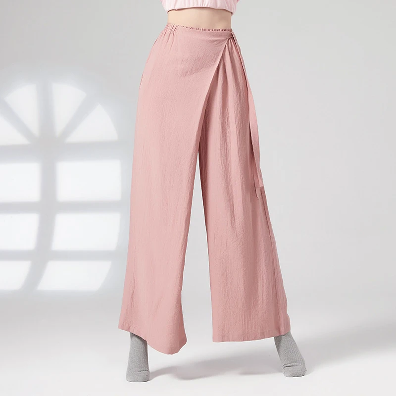 Women’s Viscose Wide Leg Dance Pants Breathable Flowy Practice Trousers Waist Tie Comfortable Loose Casual Modern Dance Pants