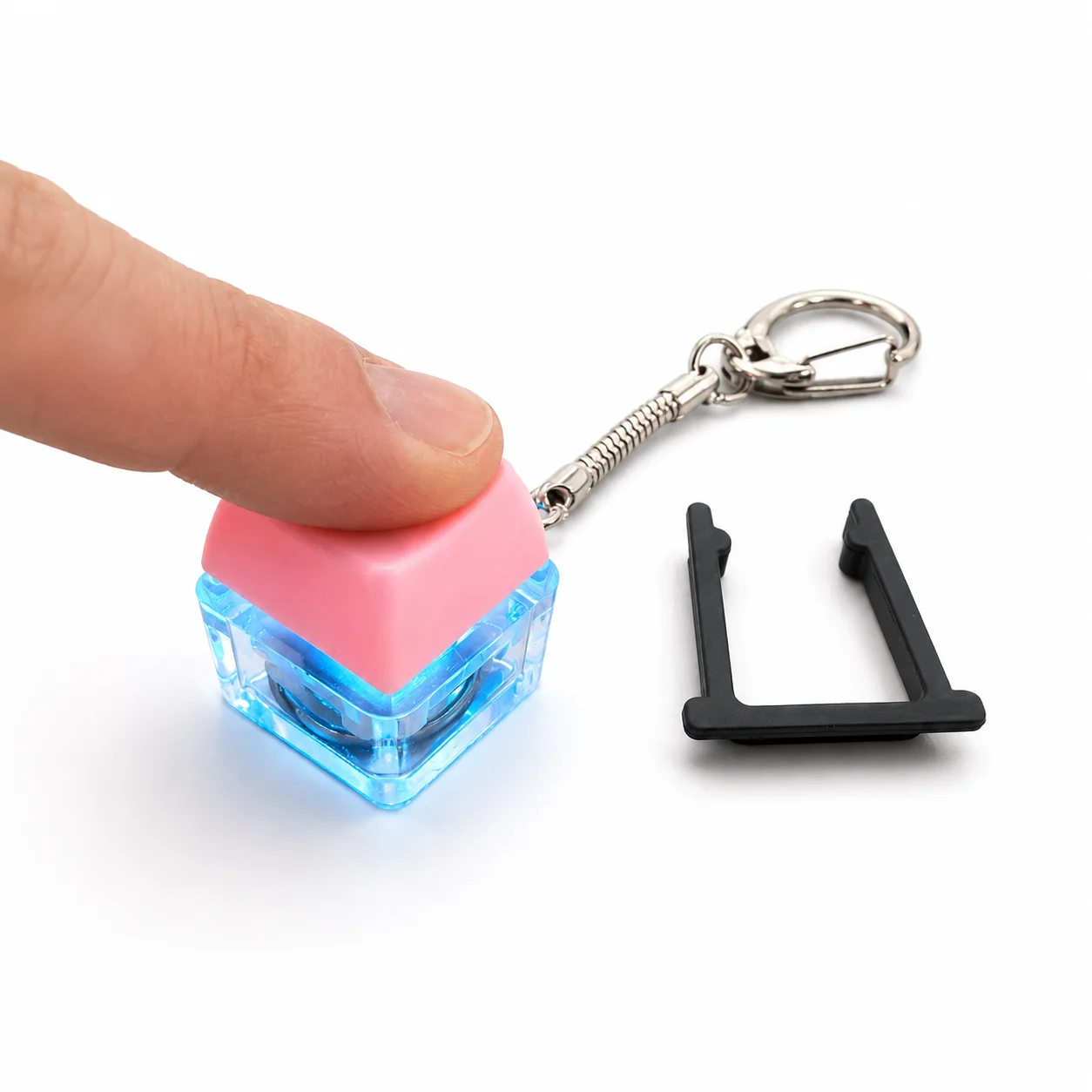 Electrified Transparent Mechanical Keycap Fidget Toy Keychain, One Touch Powered Design to Relieve Stress, Nervousness and Anxie