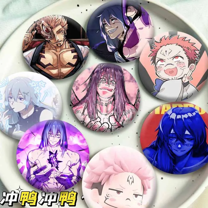 Cool Anime Figure Ryomen Sukuna Mahito Coin Badge Handmade Round Cartoon Button Pins Backpack Clothing Jewlery Ornaments Brooch