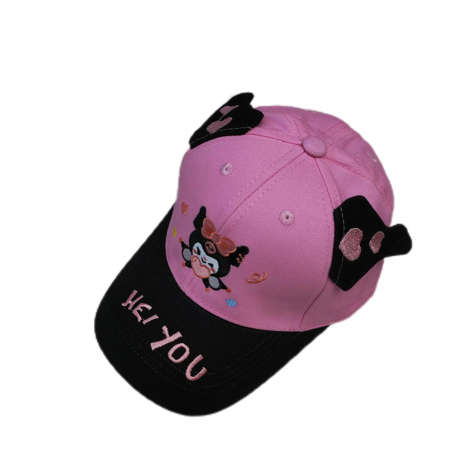 Kawaii Sanrio sunhat Anime Pink dan ungu Kulomi pakaian aksesoris serbaguna kasual matahari topi bisbol hadiah untuk anak-anak