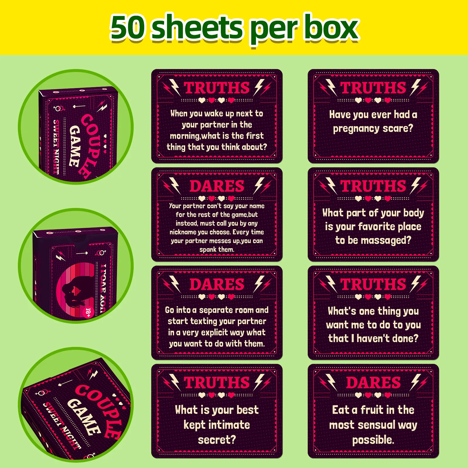 ZYT 50 قطعة زوجين غامض مثير مجلس أرواق لعب عشاق يؤرخ لعبة تفاعلية الدعائم لعب للحفلات ليلة حلوة غرفة نوم السفر