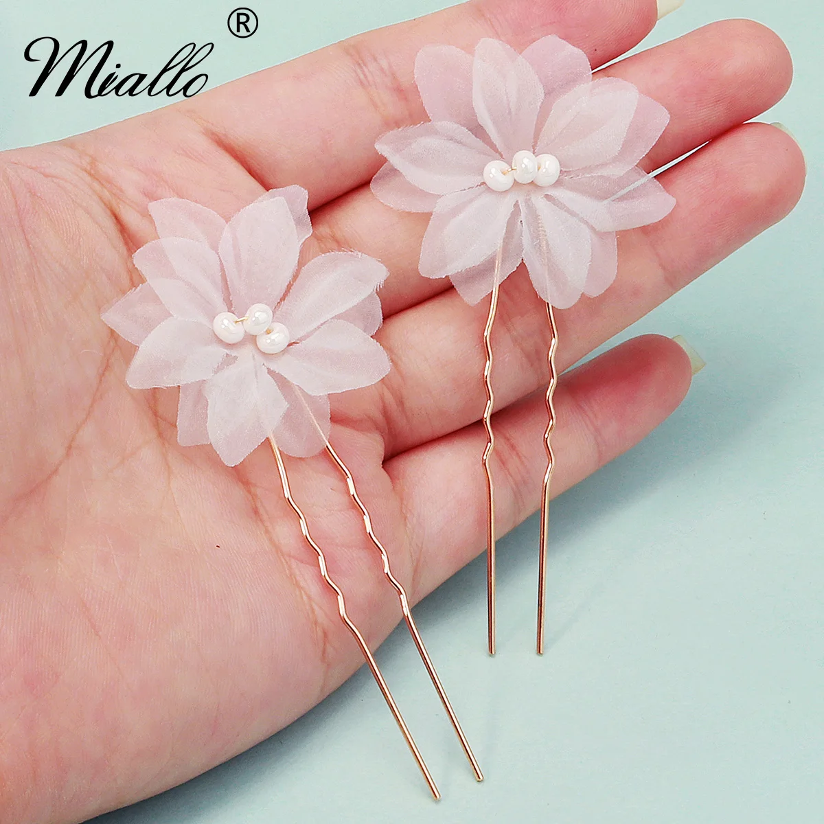 

Miallo 2PK Gold Yarn Flower Piece Handmade Hairpin Set Mori Delicate Hair Clips Hair Accessories Daily Side Clip Headdress