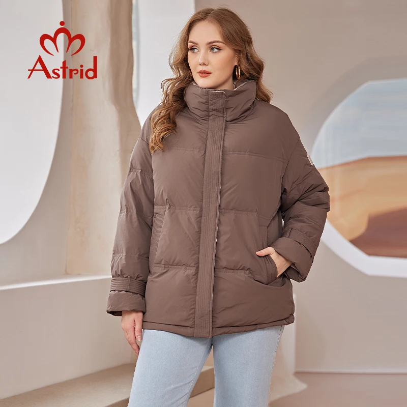 Astrid Jackets For Women 2022 Short Loose Casual Simple Design Hooded Stand Collar Women\'s Parka Female Down Jacket AR-E10335