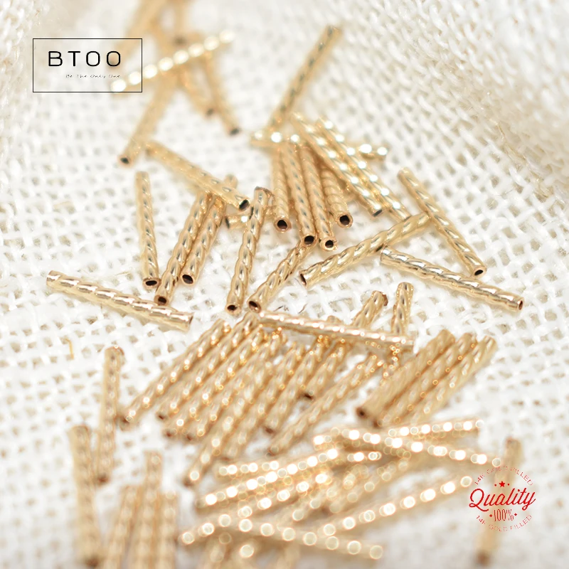 14K Gold Filled Gerade Geschnittene Twist-Tube-Perlen, Gold Filled Twist-Tube-Perlen, Abstandshalter-Tube, Anlaufbeständige Schmuckkomponenten – Detail 7