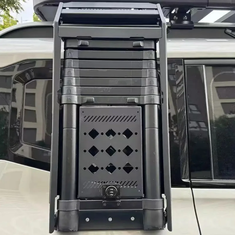 Aluminum Alloy Luggage Roof Rack With Integrated Telescopic Ladder Side Folding Expansion Platform