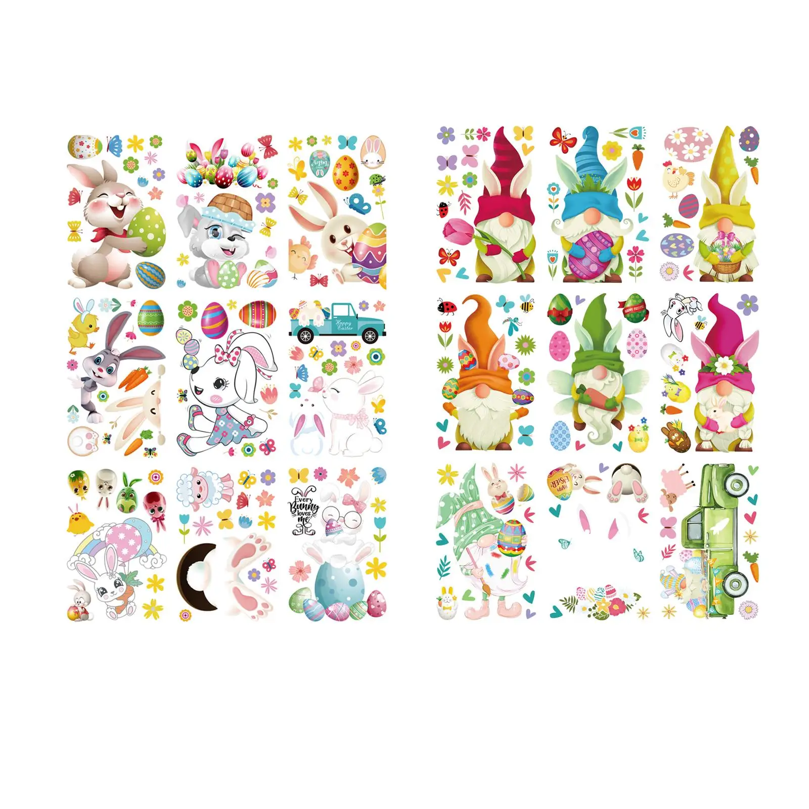 9 Sheets Easter Window Stickers Easy to Use Party for Home DIY Easter Decor