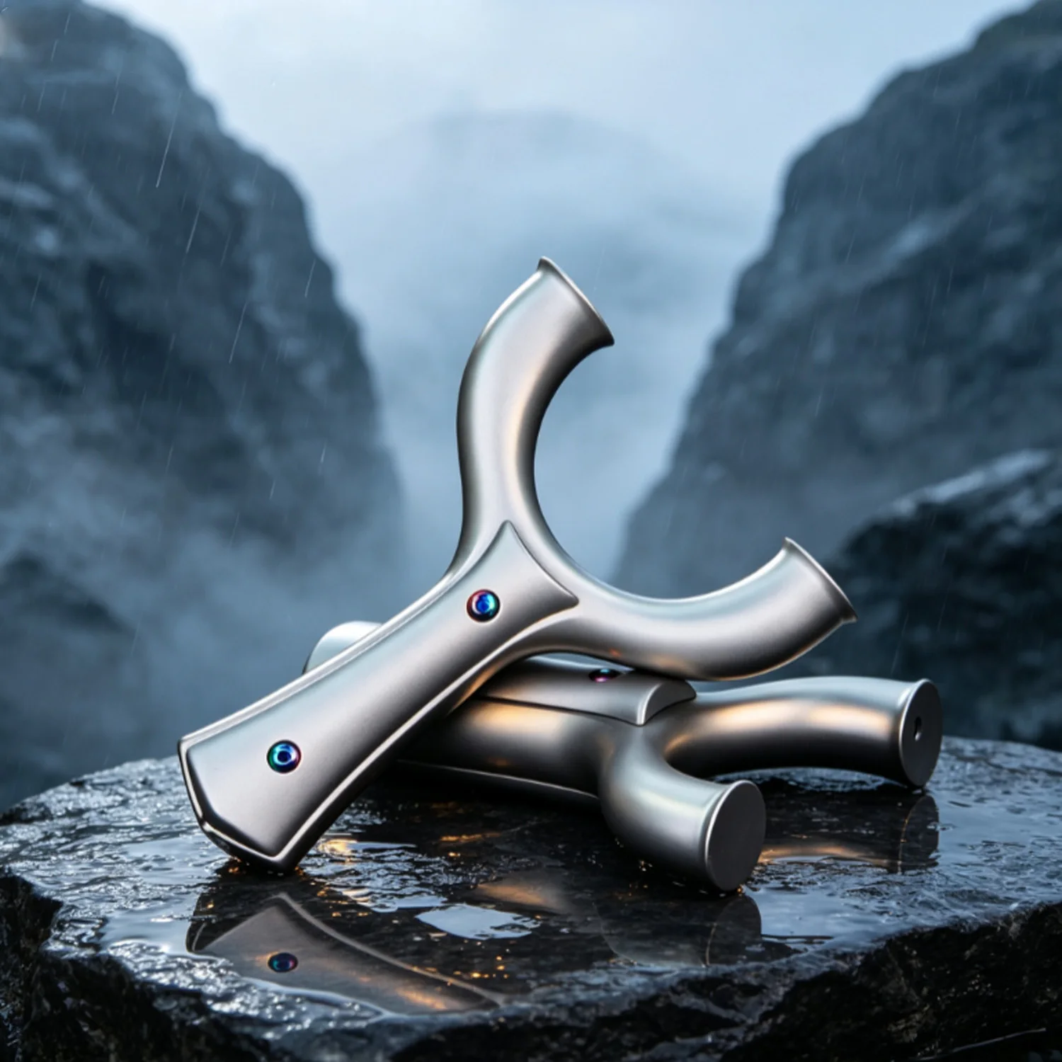 Stainless Steel Y-Shaped Slingshot with Round Fork and Colorful Screws for Outdoor Target Practice & Precision Sports
