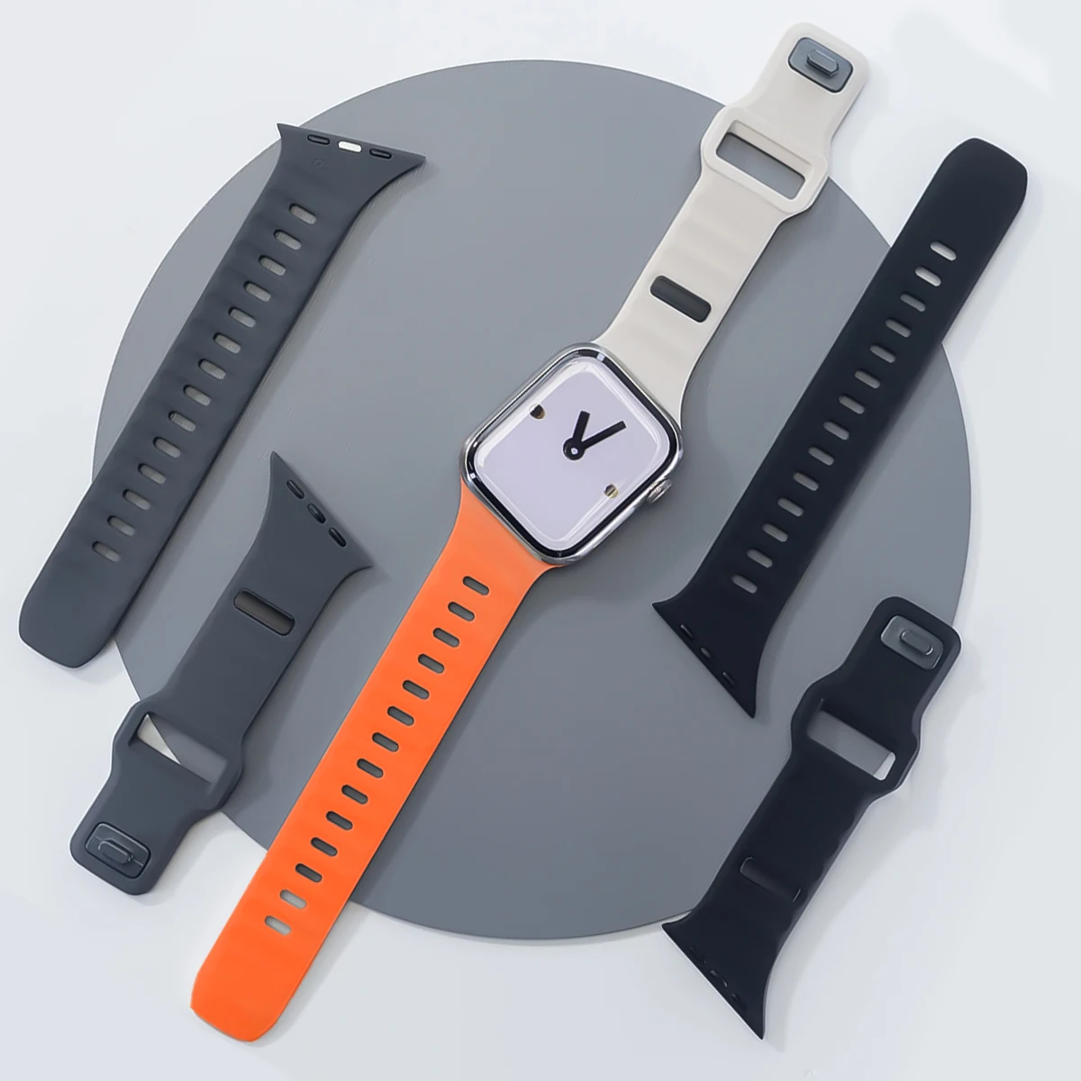 Nouveau bracelet en silicone incliné pour Apple Watch Ultra 49mm 40mm 41mm 44mm 45mm 46mm, compatible avec les séries iWatch 11 10 9 8 7 6 SE