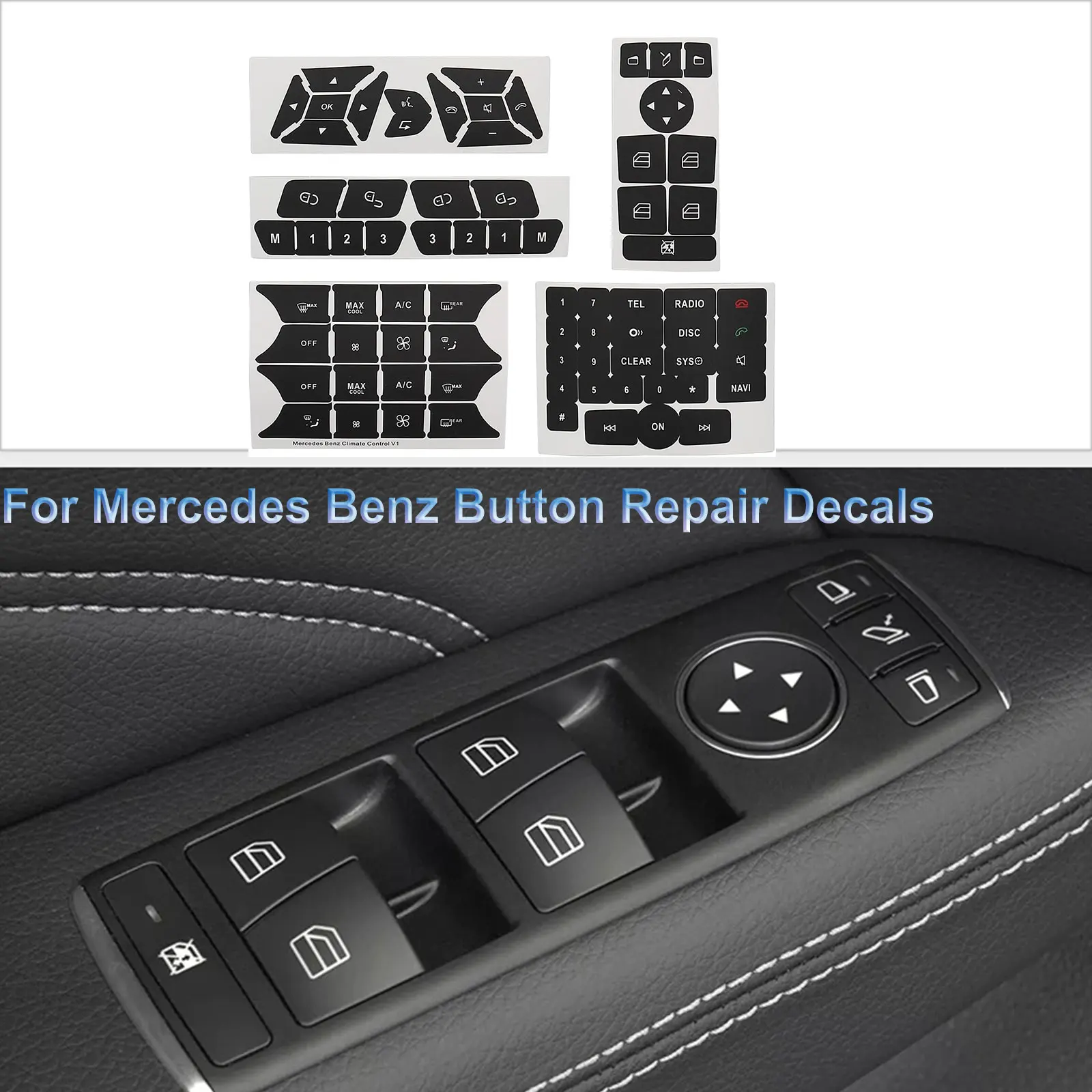 Для Mercedes автомобильные кнопки ремонтные наклейки для Benz C-Class W204 S20 E-Class A-Class B-Class рулевое колесо кнопка переменного тока ремонтные наклейки