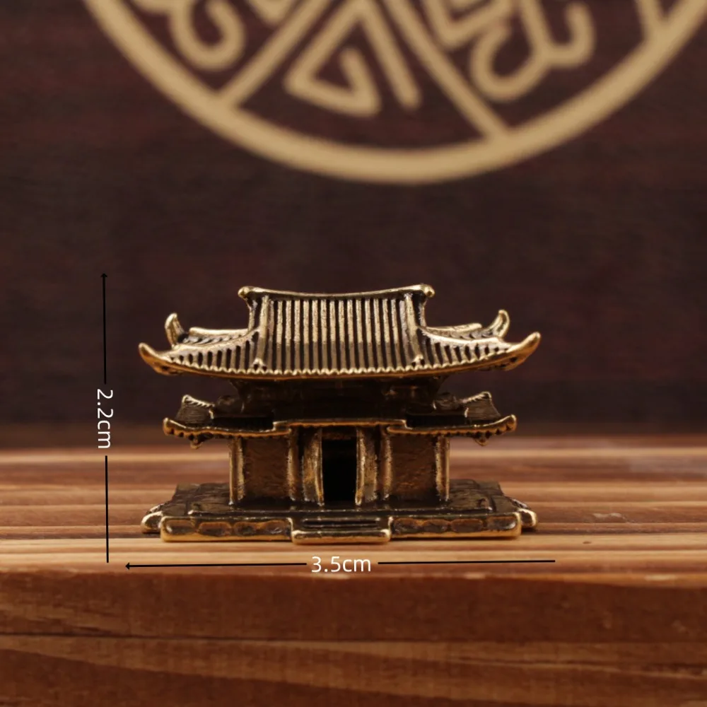 New Brass Micro Landscape Chinese Rockery Ancient Pavilion Ancient Architecture Miniature Model Bonsai Fish Tank Decoration