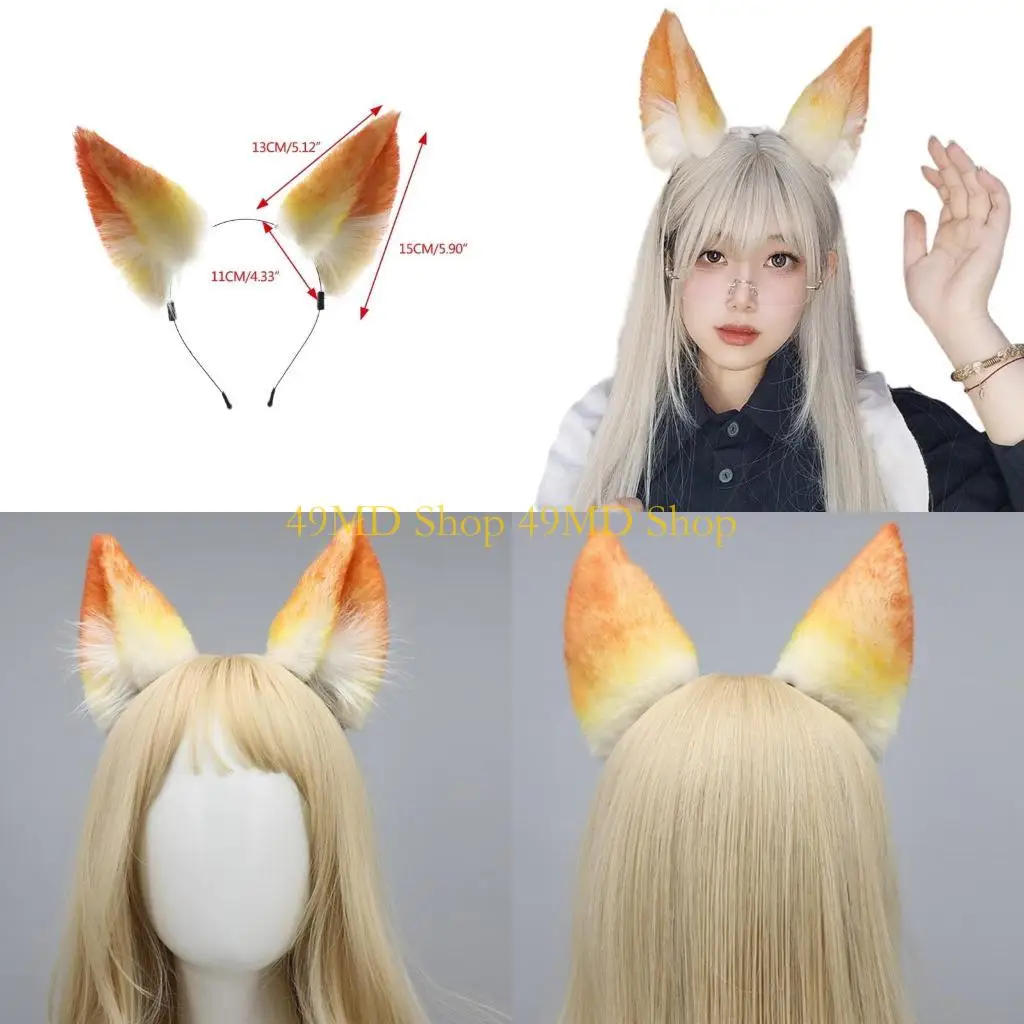 

49MD лисицы в форме ушей повязка для волос музыкальные фестивали аниме персонажи повязки на голову для взрослых плюшевый убор